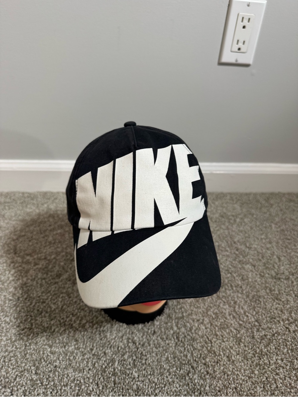 Nike Black and White Graphic Swoosh Cap